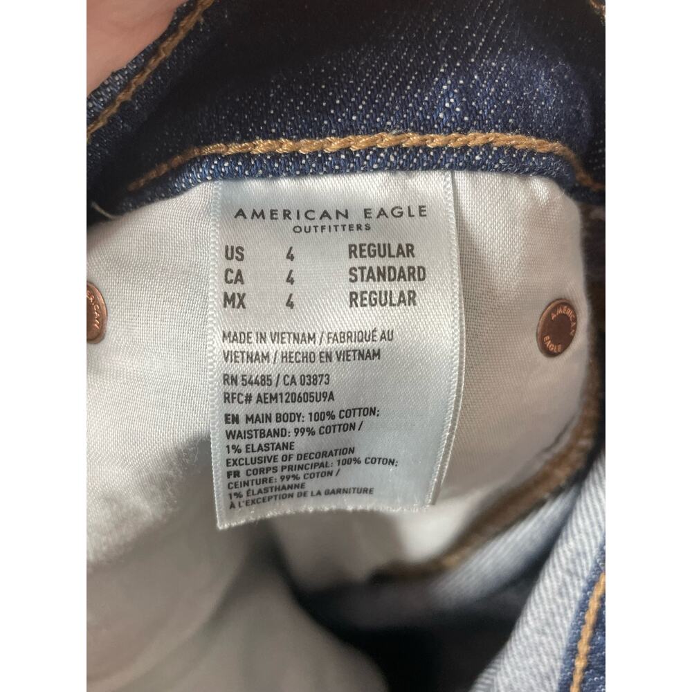American Eagle 90s Flare Distressed Knee Rip Jeans Fray Womens sz 4 R - Picture 4 of 5